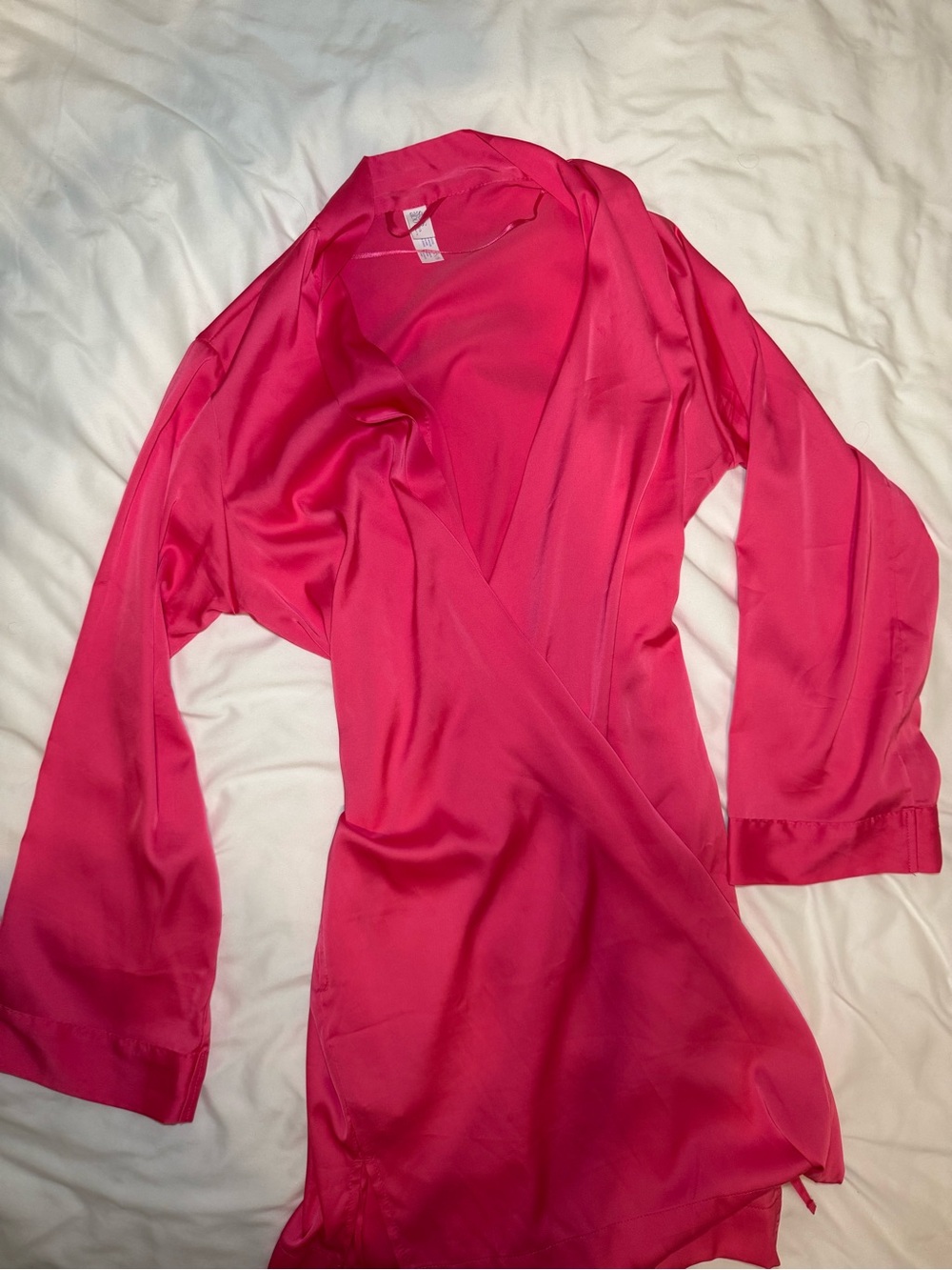 stars above Hot Pink Satin Wrap Robe